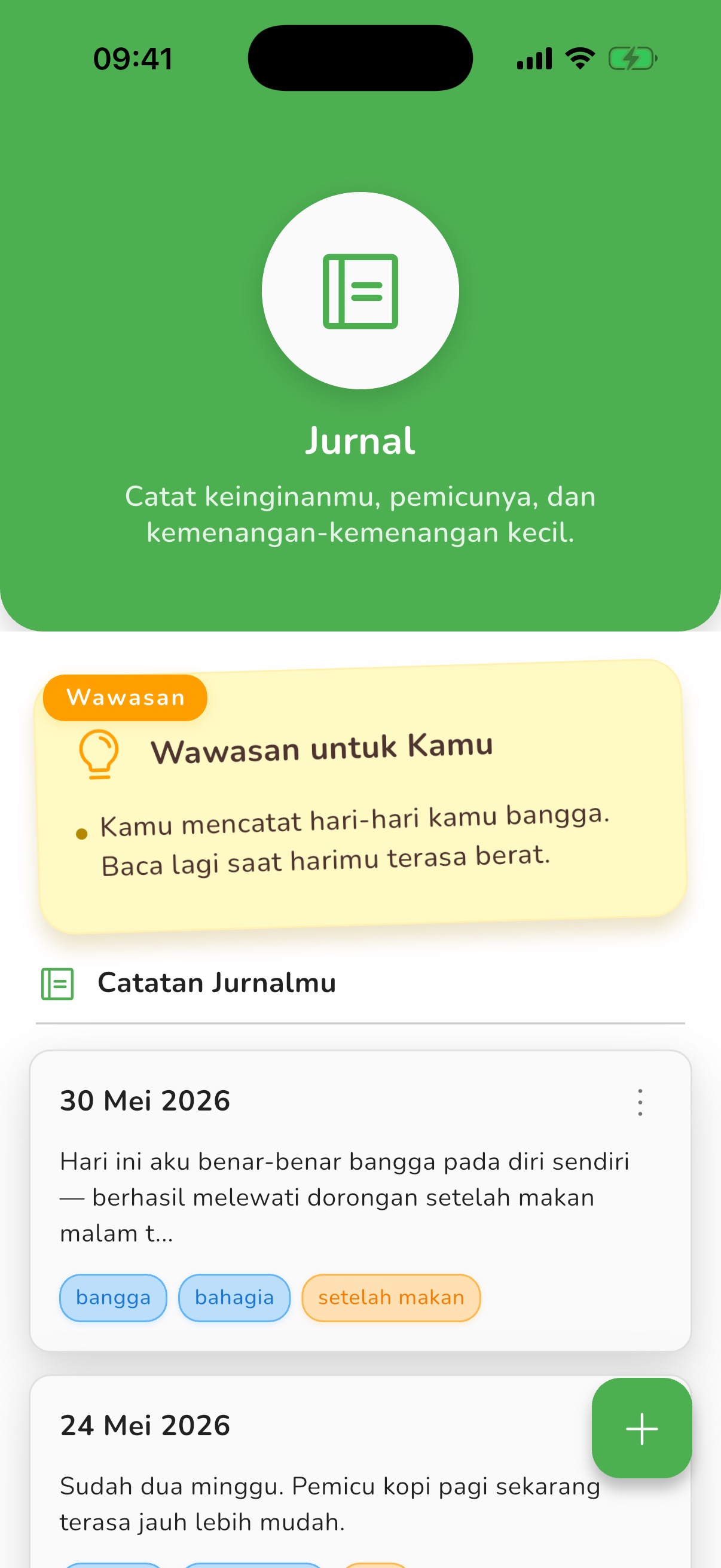 Tampilan Kalau momen yang sama terus menjebakmu, jurnal akan menangkapnya.